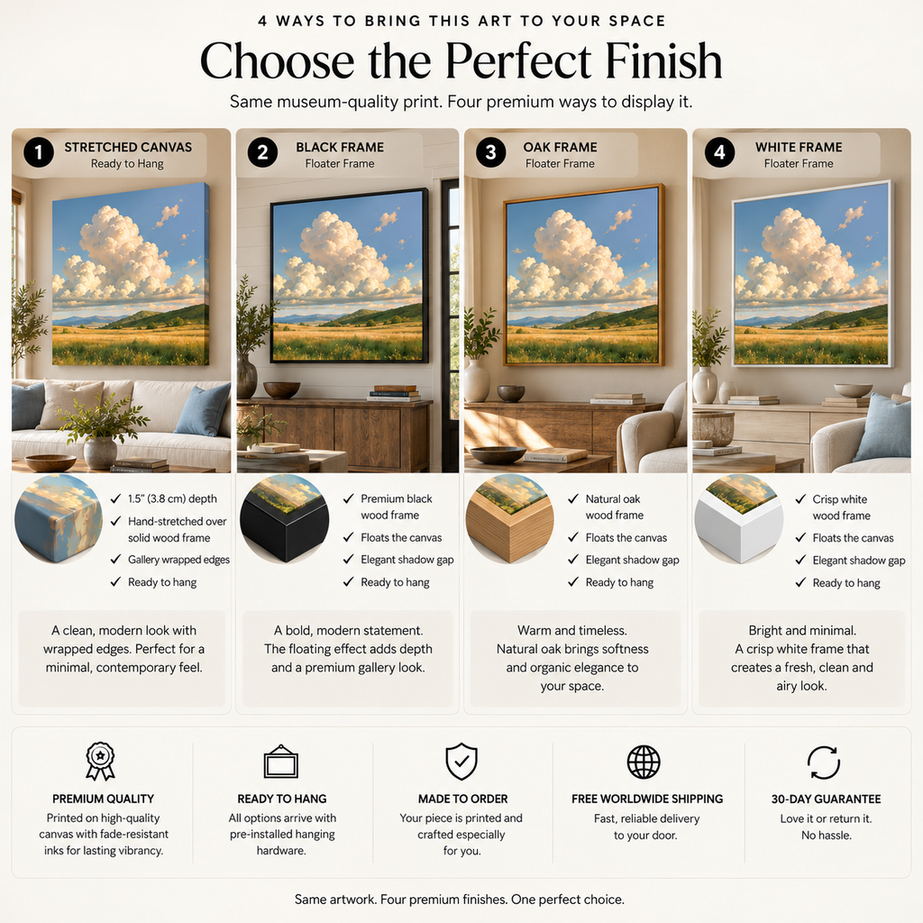 Cloudscape Wall Art – Golden Fields Landscape Canvas Print