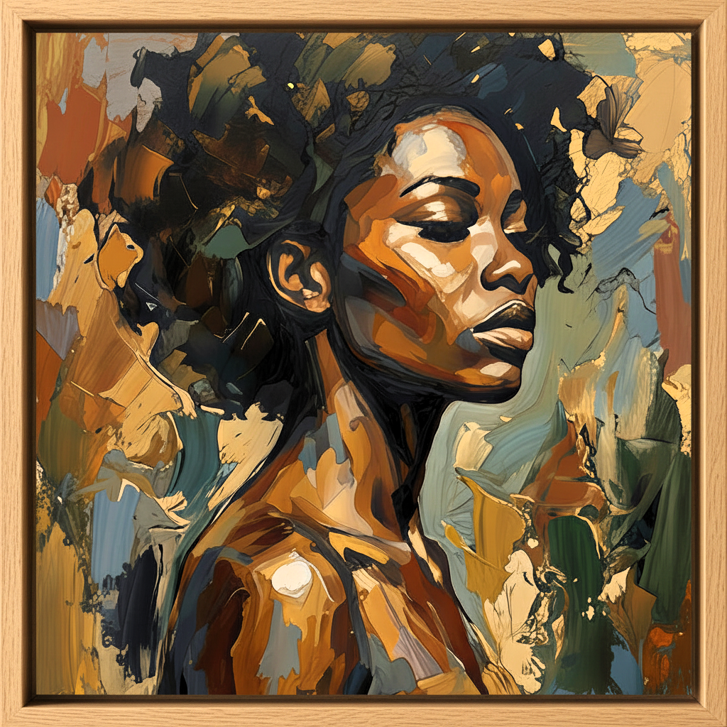 Modern Black Woman Abstract Canvas Wall Art – Minimal Portrait That Adds Depth & Character to Your Space