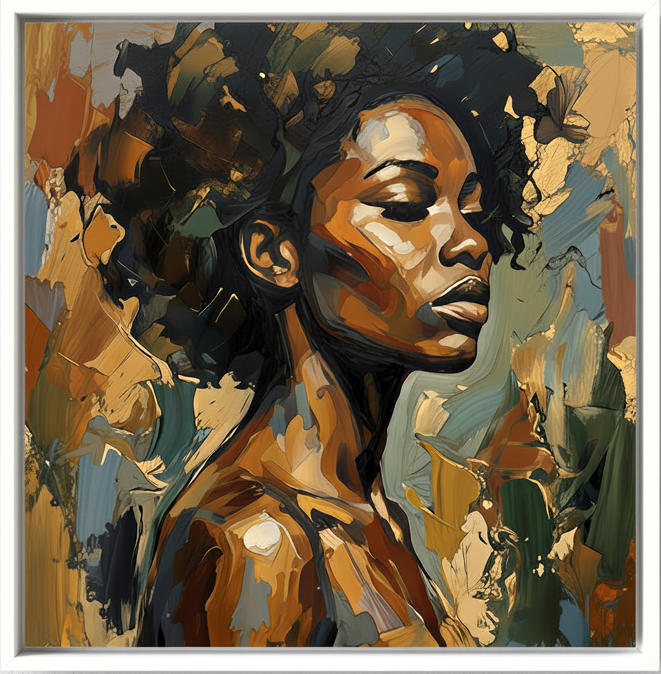 Modern Black Woman Abstract Canvas Wall Art – Minimal Portrait That Adds Depth & Character to Your Space