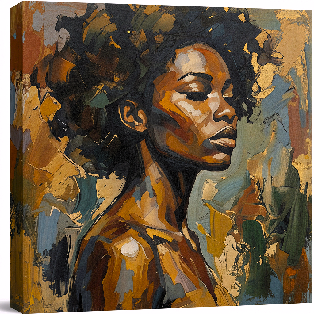 Modern Black Woman Abstract Canvas Wall Art – Minimal Portrait That Adds Depth & Character to Your Space