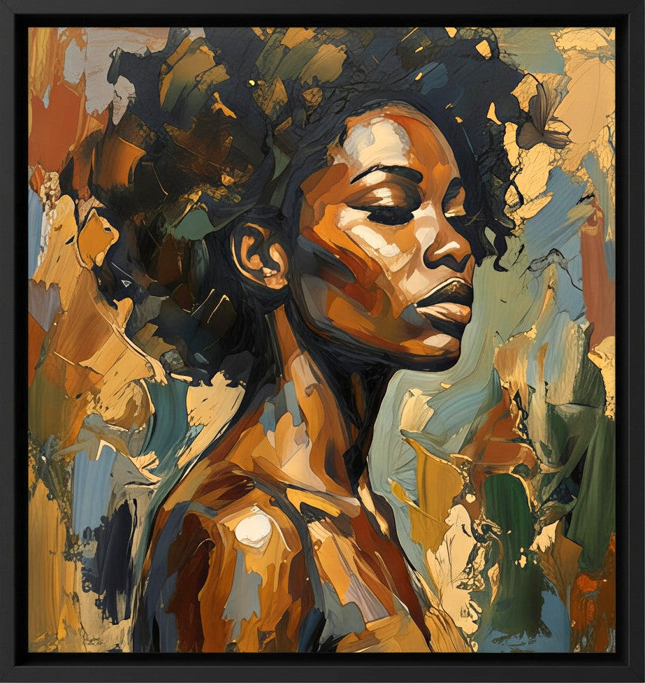 Modern Black Woman Abstract Canvas Wall Art – Minimal Portrait That Adds Depth & Character to Your Space