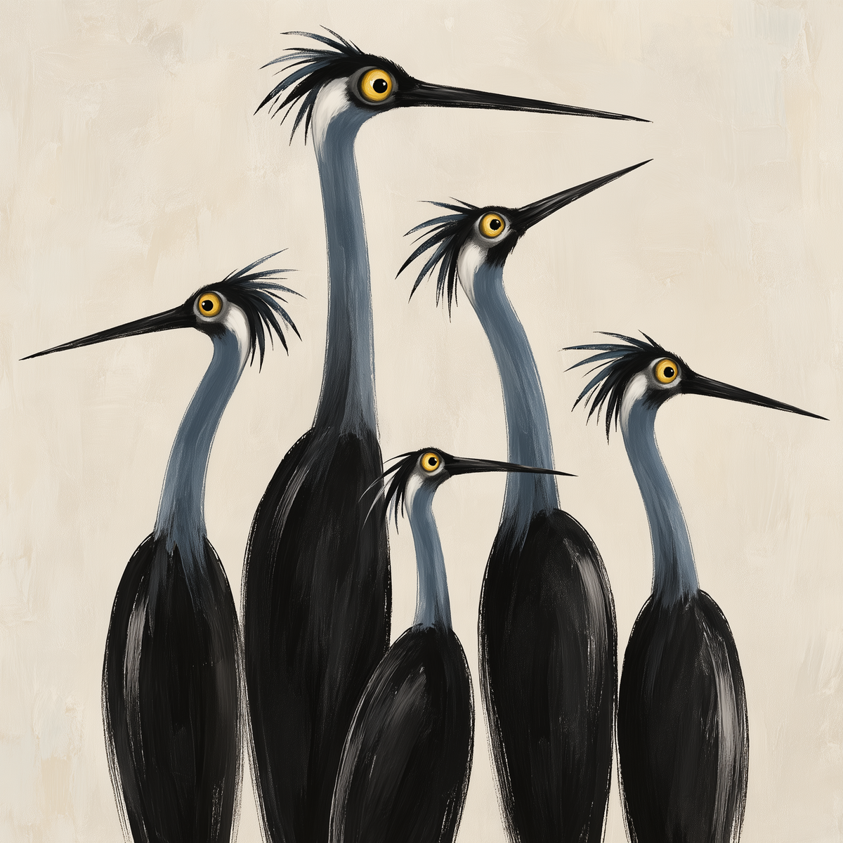 Quirky Bird Wall Art – Whimsical Minimalist Bird Canvas