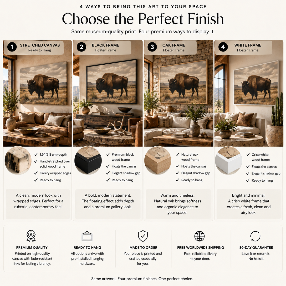 Bison Wall Art – Moody Western Buffalo Landscape Canvas