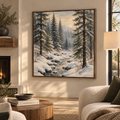 Winter Forest Wall Art – Snowy Pine Landscape Canvas