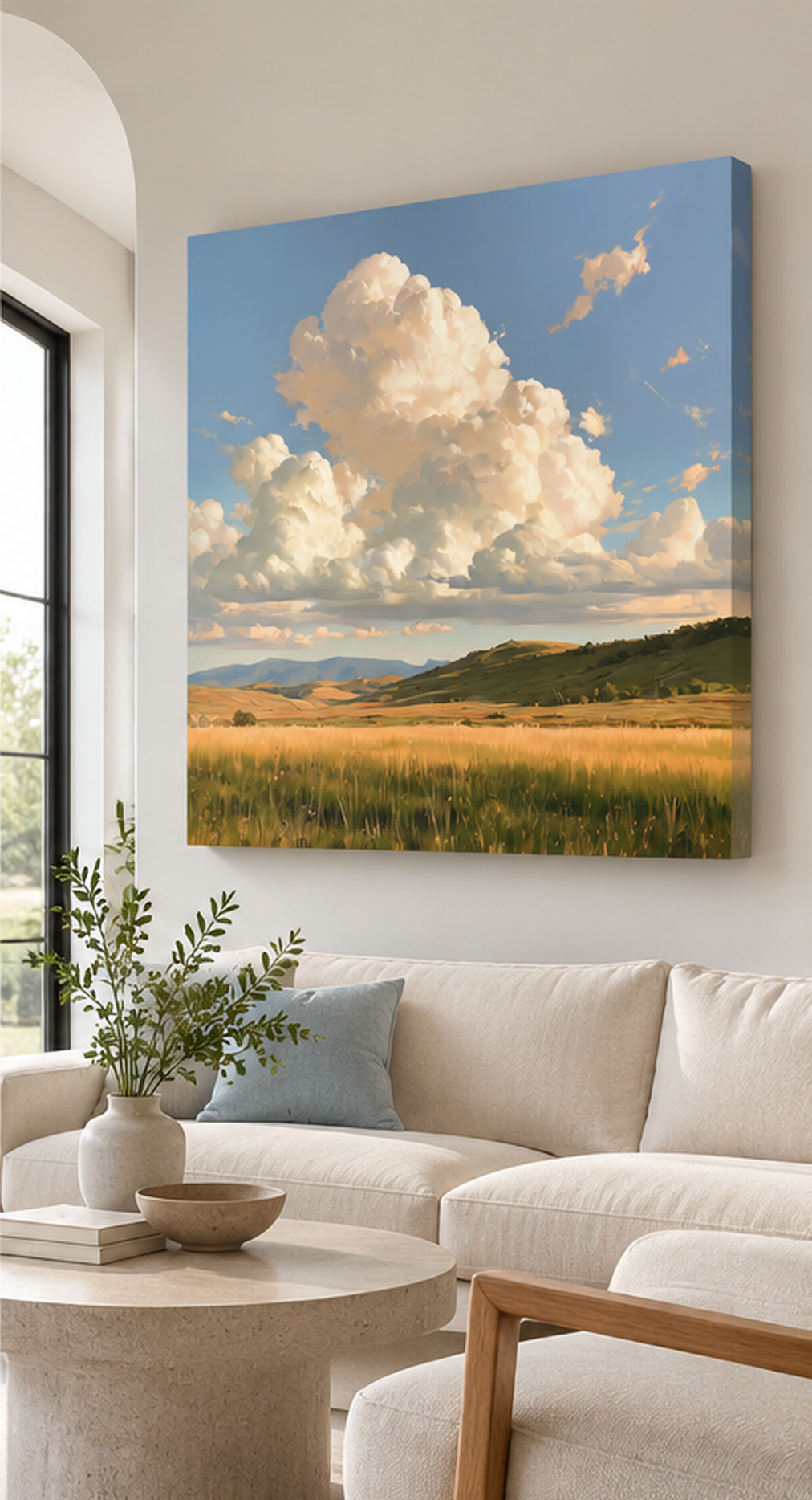 Cloudscape Wall Art – Golden Fields Landscape Canvas Print