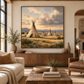 Tipi Wall Art – Neutral Western Prairie Landscape Canvas