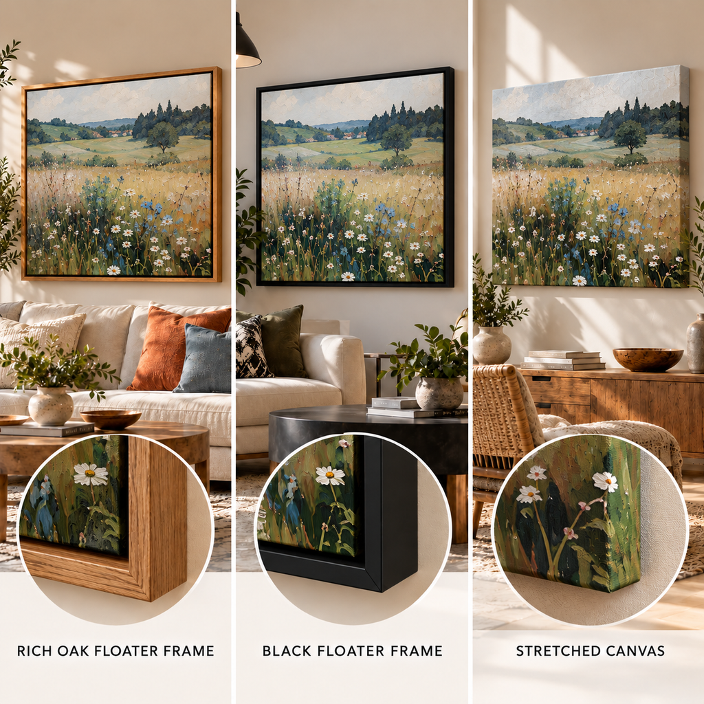 Wildflower Meadow Wall Art – Vintage Countryside Canvas Print