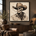 Skeleton Cowboy Wall Art – Vintage Western Skull Canvas