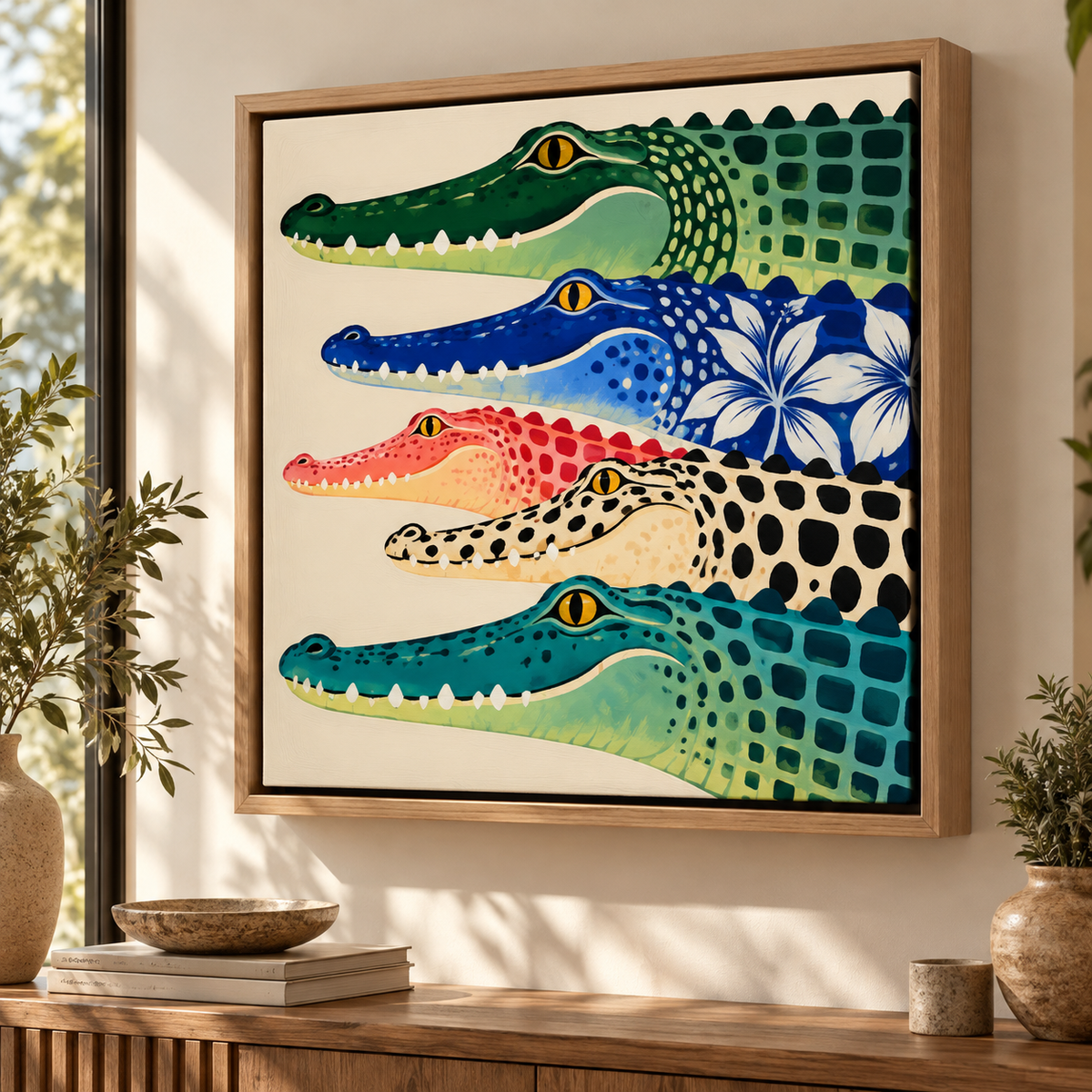 Colorful Crocodile Wall Art – Whimsical Animal Canvas