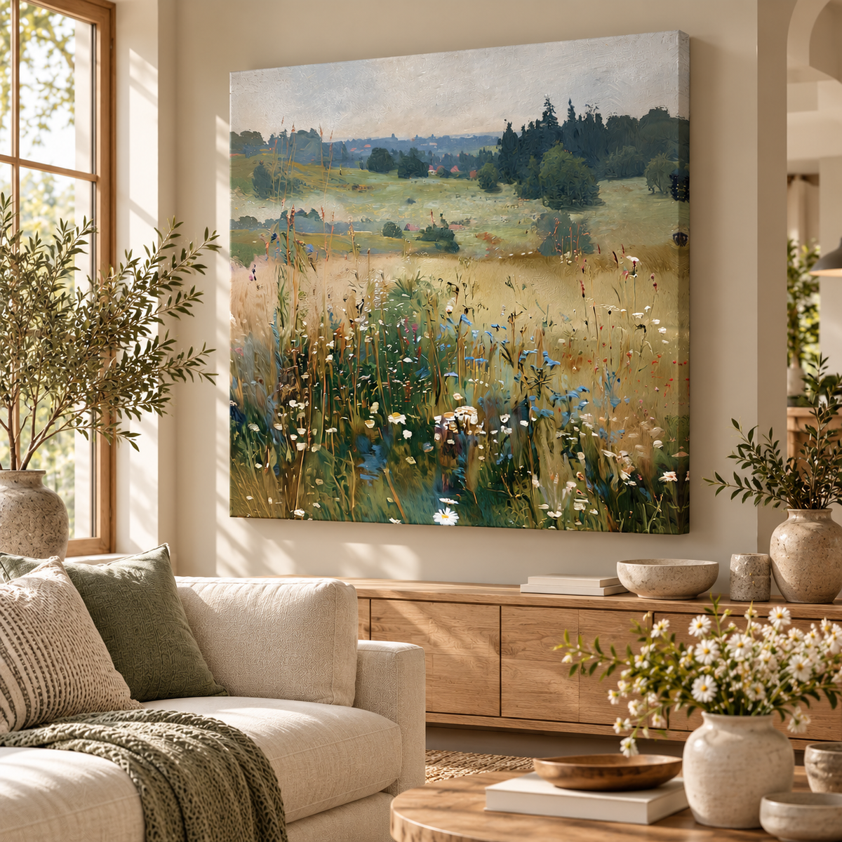 Wildflower Meadow Wall Art – Vintage Countryside Canvas Print