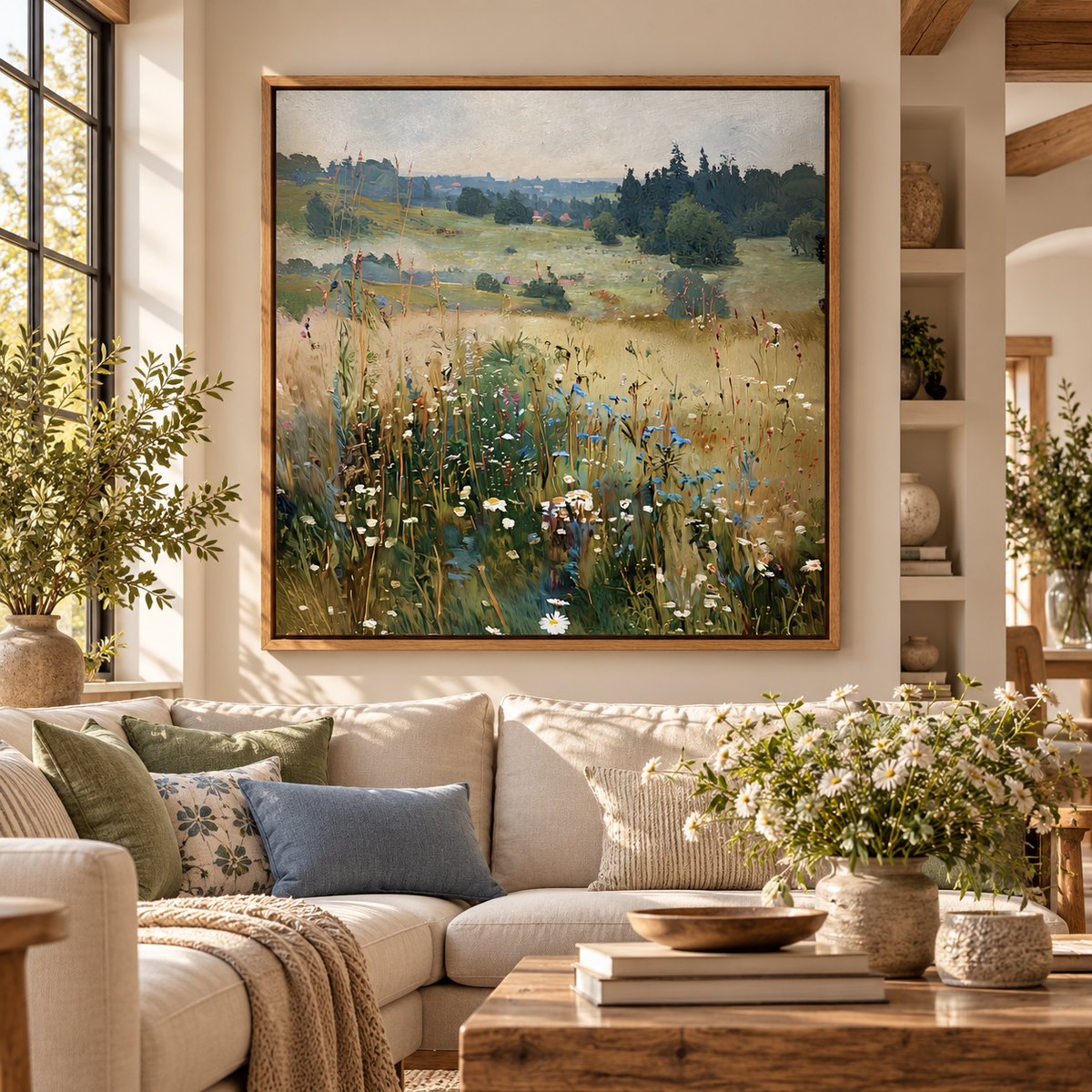 Wildflower Meadow Wall Art – Vintage Countryside Canvas Print