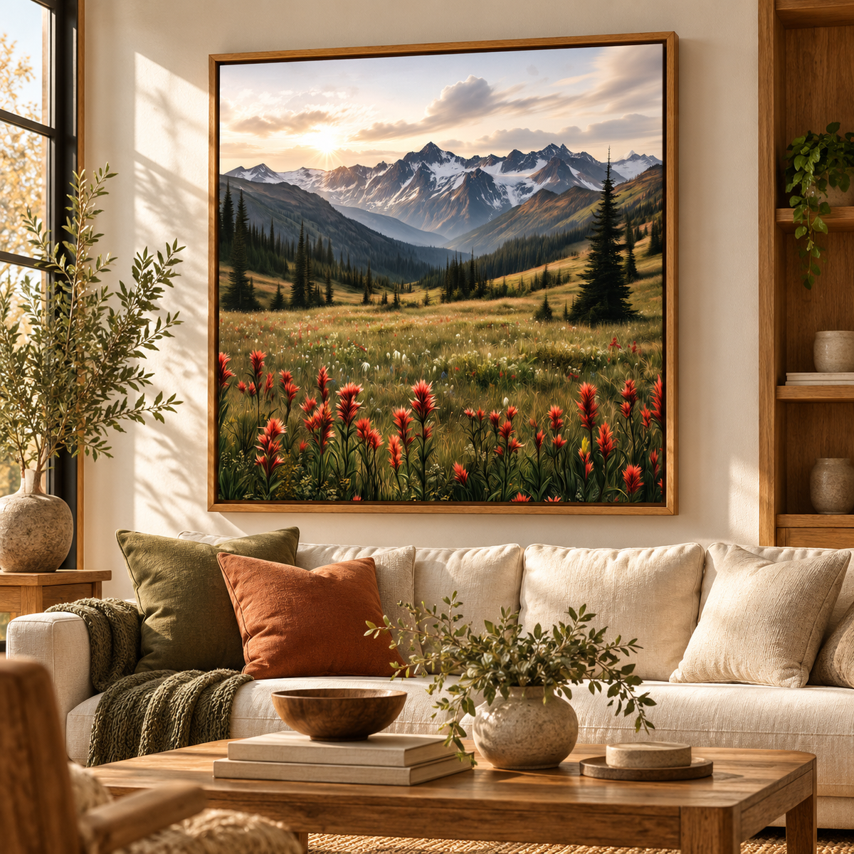 Mountain Wildflower Wall Art – Alpine Meadow Canvas Print