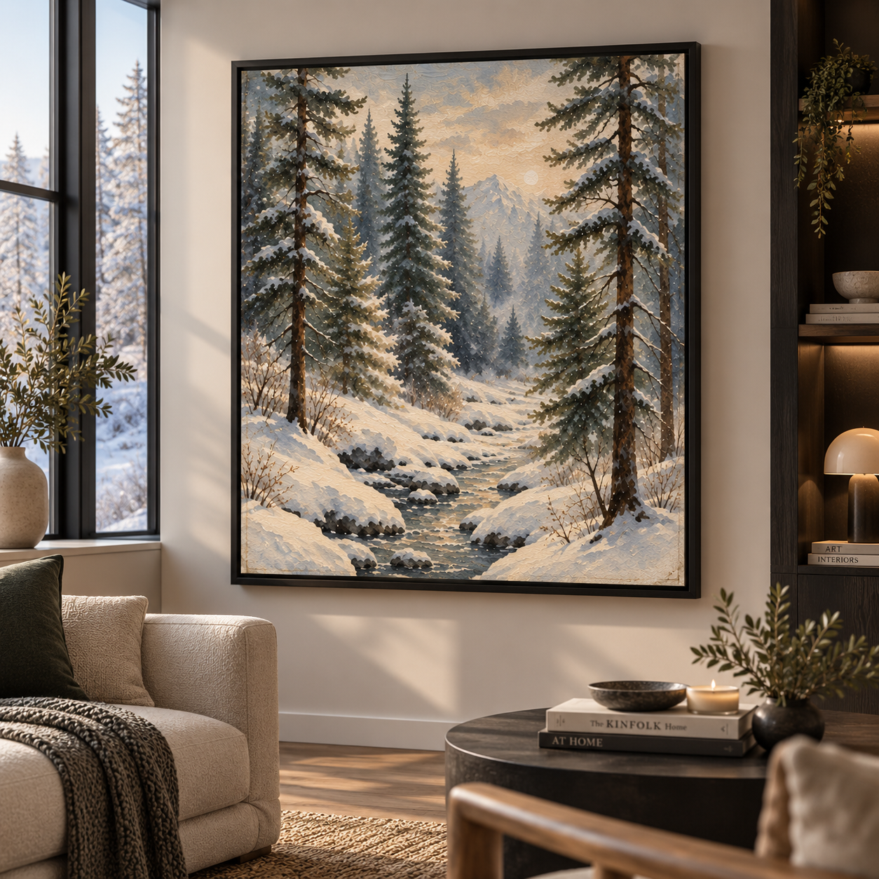 Winter Forest Wall Art – Snowy Pine Landscape Canvas