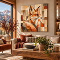 Geometric Fox Wall Art – Abstract Woodland Animal Canvas