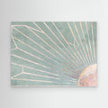 Gold geometric sun rays mural green